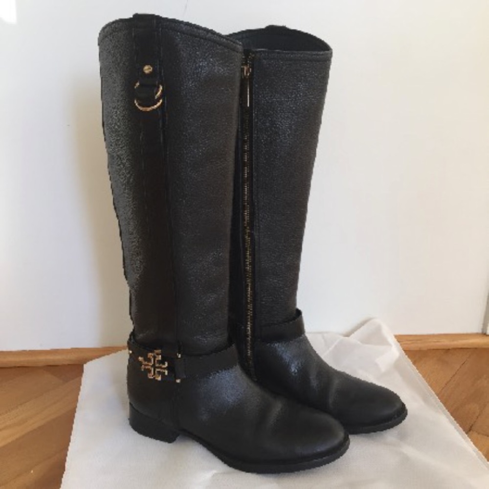 Tory Burch Black Leather Riding Boots